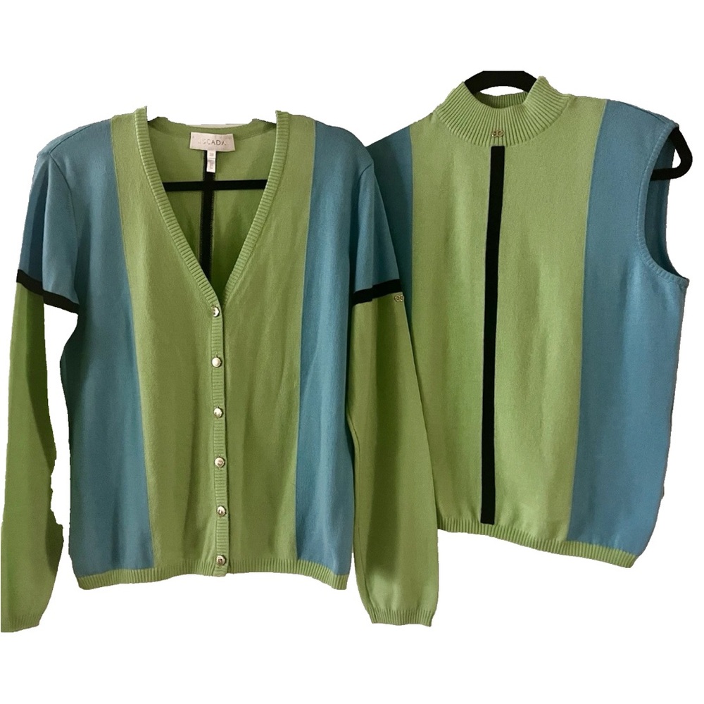 Escada 2Pc Blue/Green Twin  Sweater set. Excellent condition. Medium